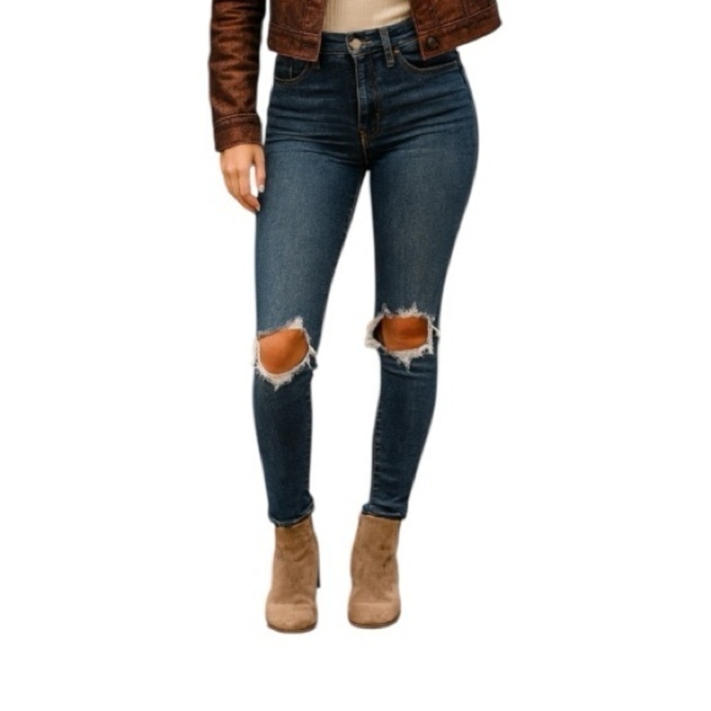 Free People Ripped Skinny Jeans | High Rise Distressed Denim | Women's Size 27